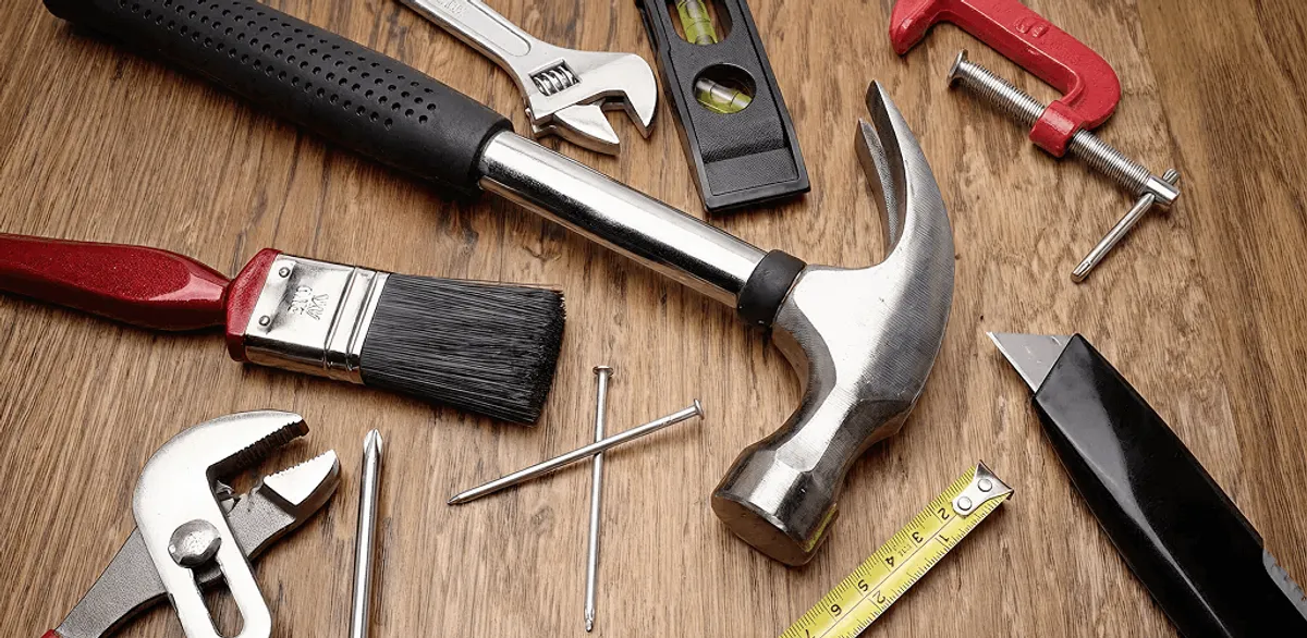 Handyman tools laid out for home repair and maintenance work in Lakewood, CO