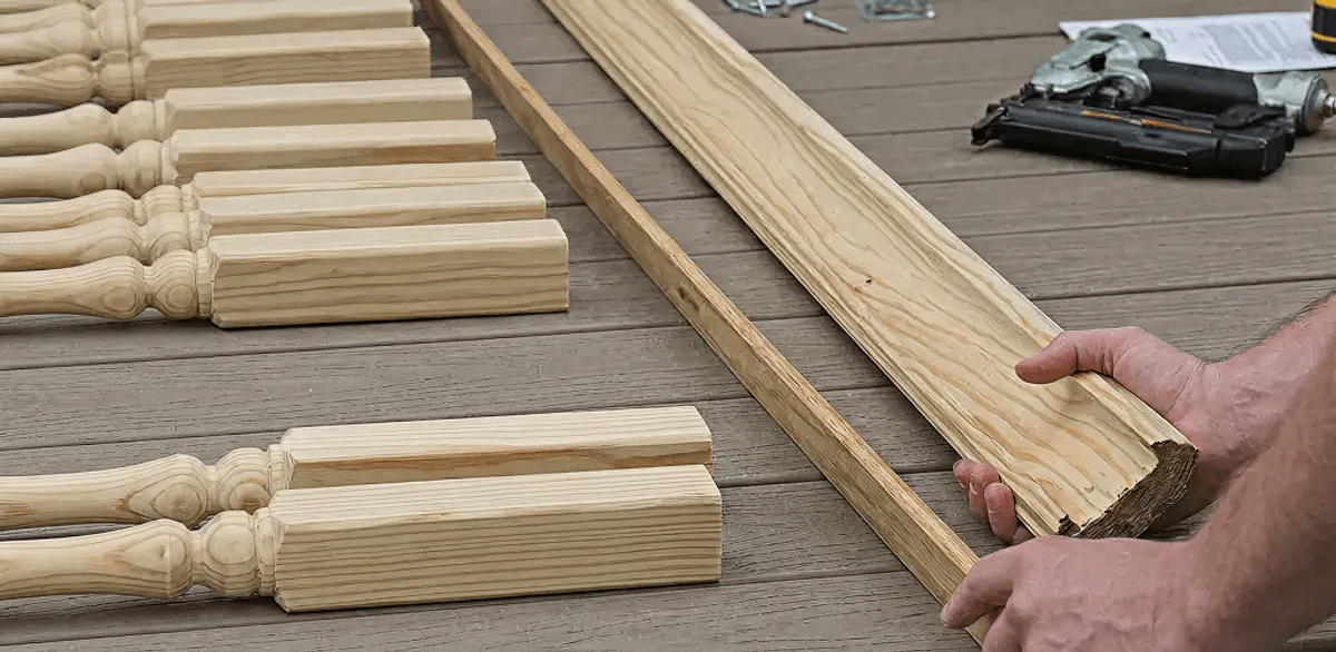 Handrail installation materials and wood components for stair rail work in Lakewood, CO